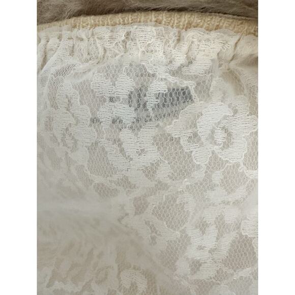 VTG 50s Women’s M 100% Cashmere Yellow Cardigan Sweater Mink FUR Collar Jeweled - Picture 9 of 14